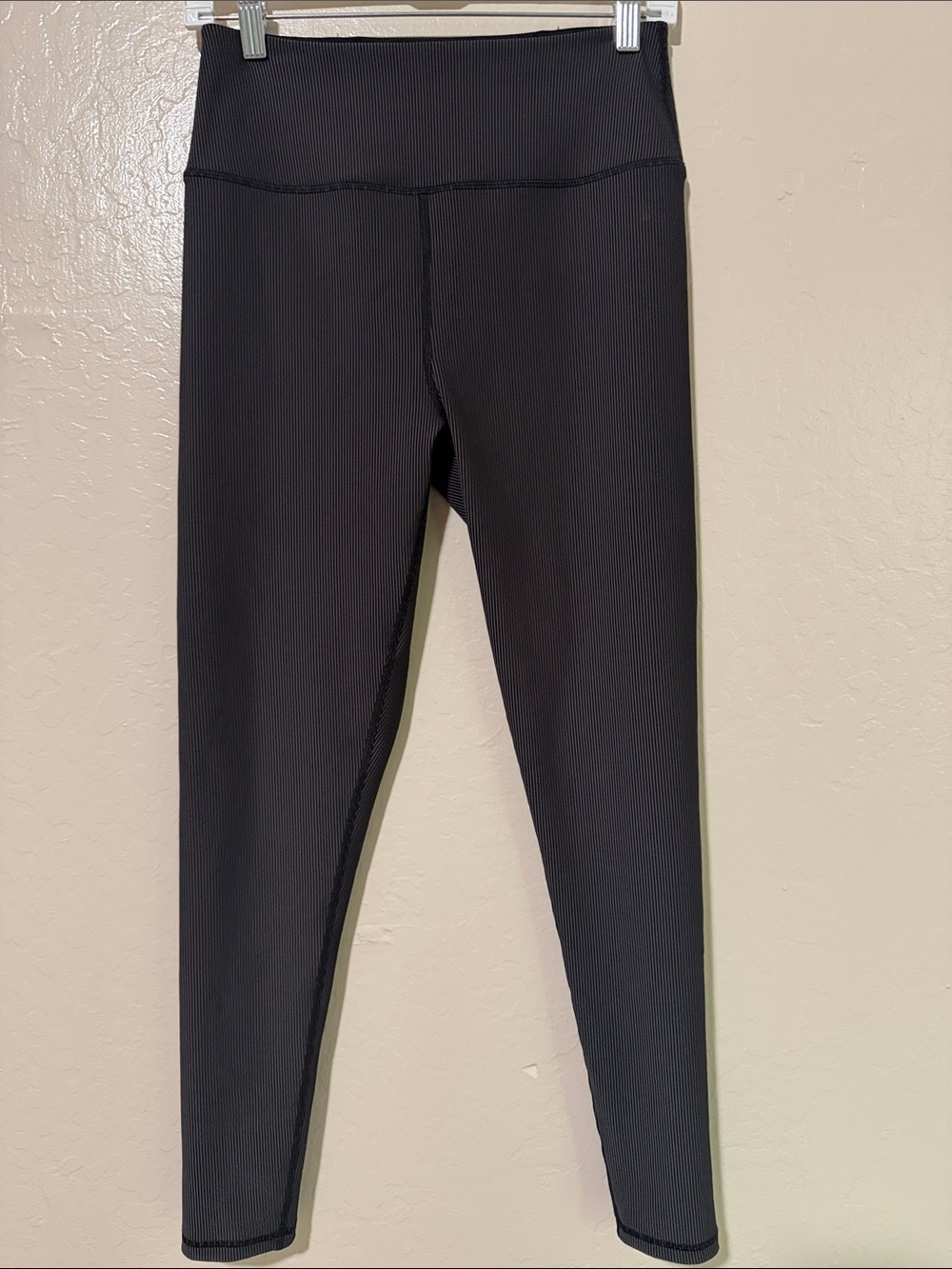 Spiritual Gangster Ribbed High-Waisted Yoga Leggings Black /Gray Size L